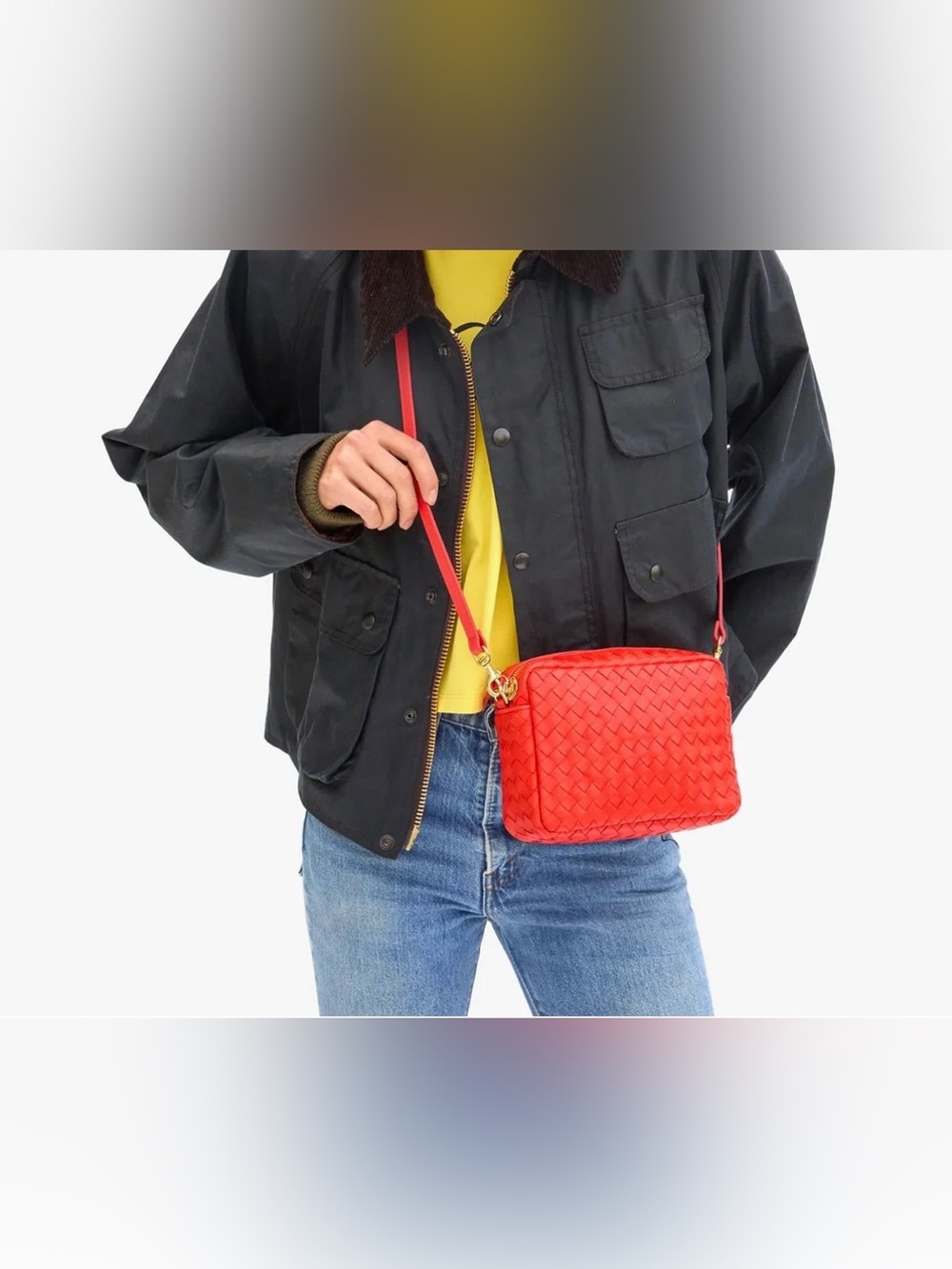 CLARE V Midi Sac, bright poppy color, medium size